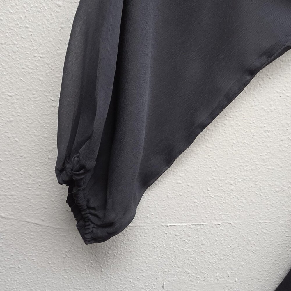 Joie Dress Womens Small Black Caviar Sheer Chiffon Long Sleeve Lined Tunic Mini - Picture 4 of 13